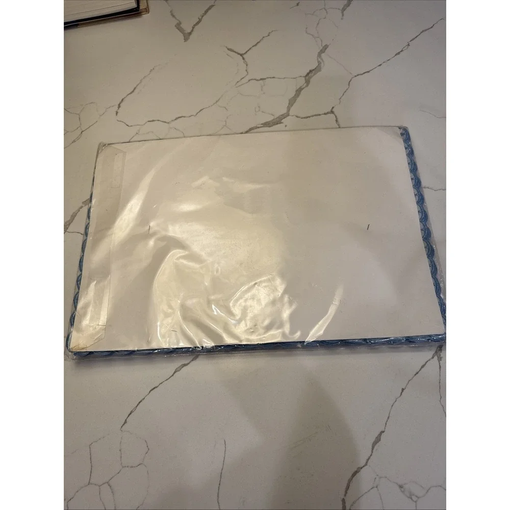 Vintage Matouk Placemats & Napkin White With Blue Floral Embroidered 8 Piece Set